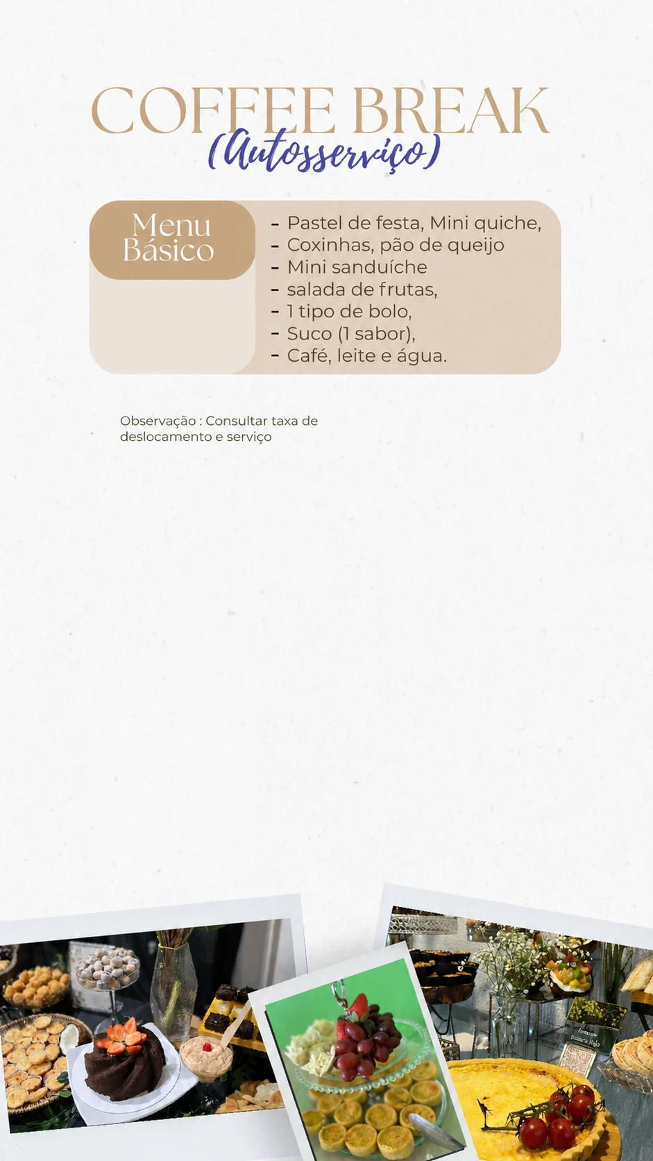 Menu Básico de coffee break, sem preço