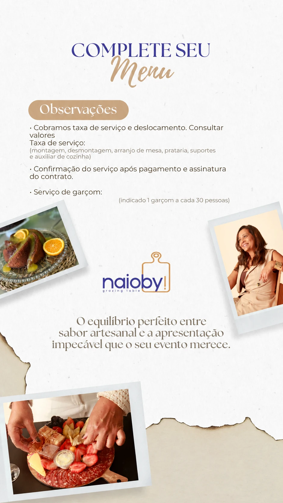 Observações do cardápio Coffee Break, sem preço